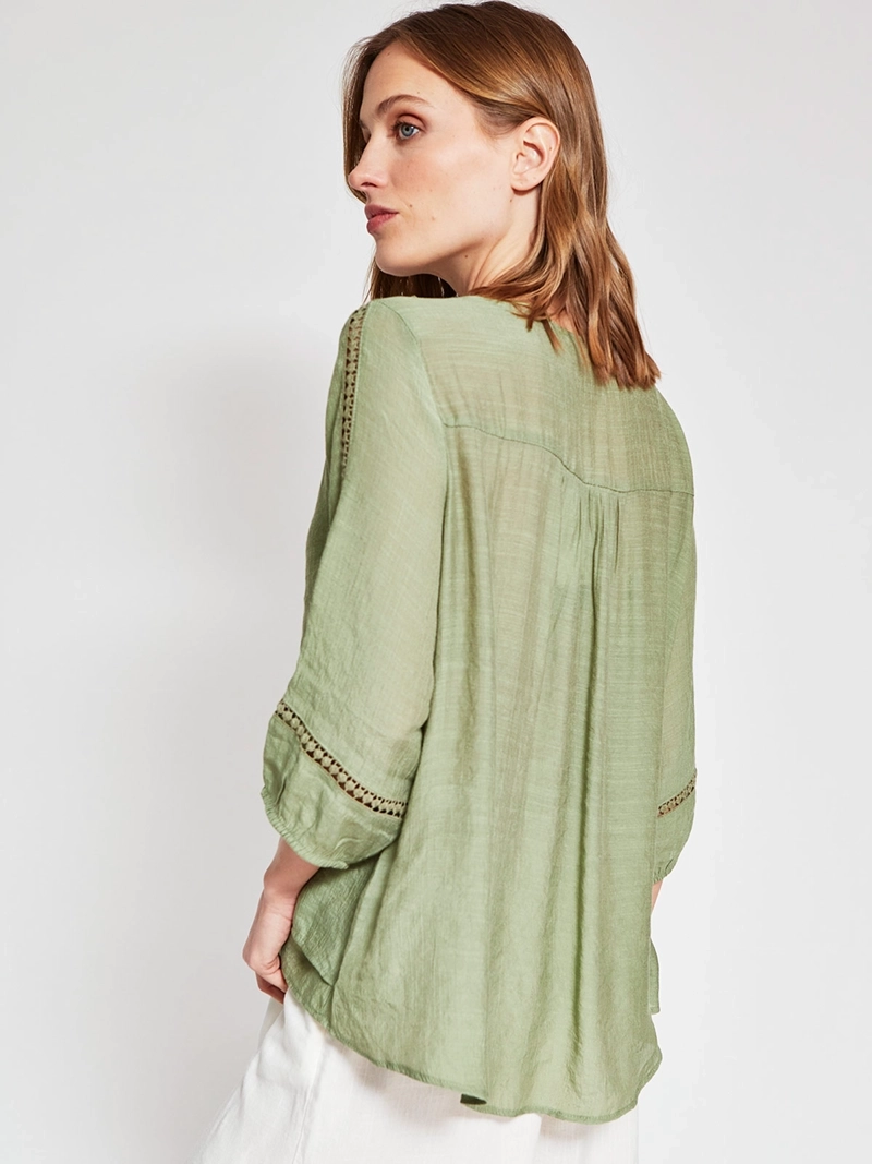 BLUSA MUJER AZIZ MANGA 3/4 MACRAMÉ - 2