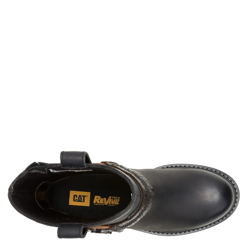 BOTINES MUJER CAT NEGRO GRADER HARNESS CUERO - 4