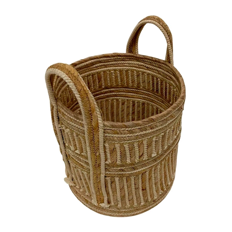 CANASTO DECORATIVO MAISON LINETT LÍNEAS BLANCAS MEDITERRÁNEO 38.5 CM - 2