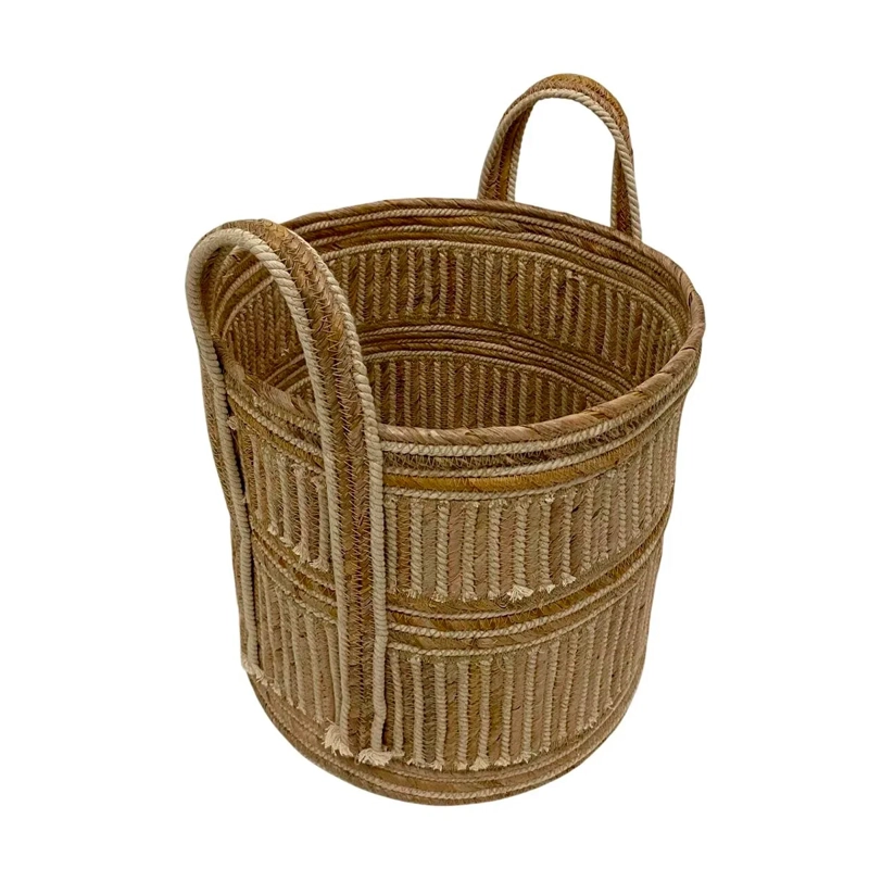CANASTO DECORATIVO MAISON LINETT LÍNEAS BLANCAS MEDITERRÁNEO 46 CM - 2