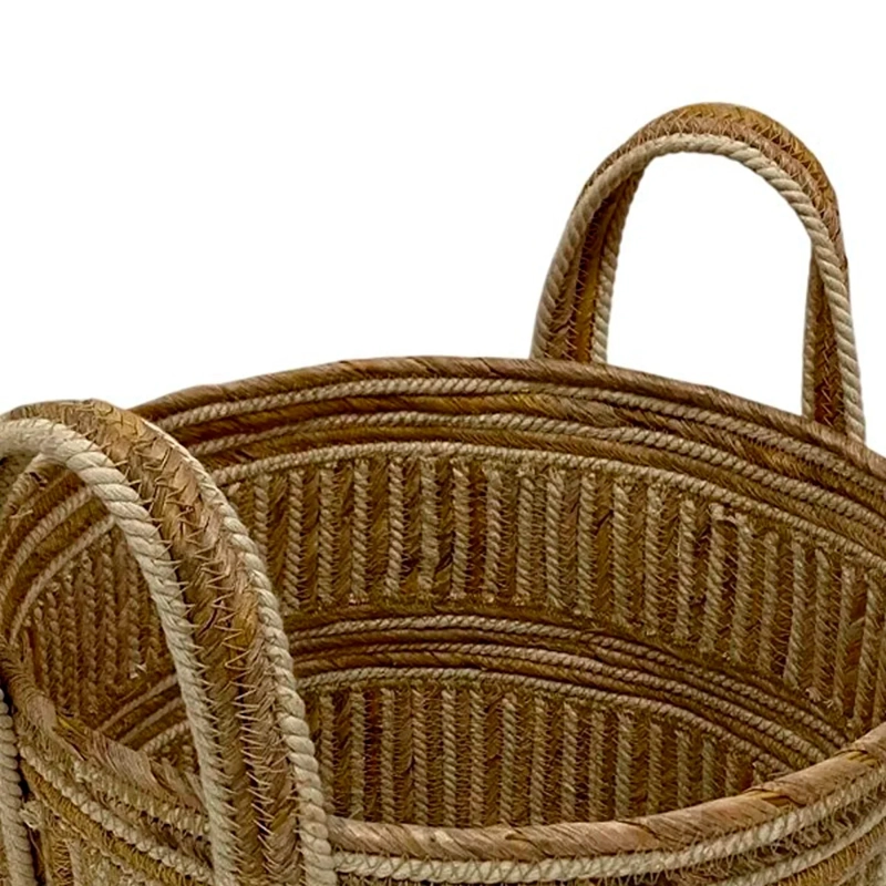 CANASTO DECORATIVO MAISON LINETT LÍNEAS BLANCAS MEDITERRÁNEO 46 CM - 3
