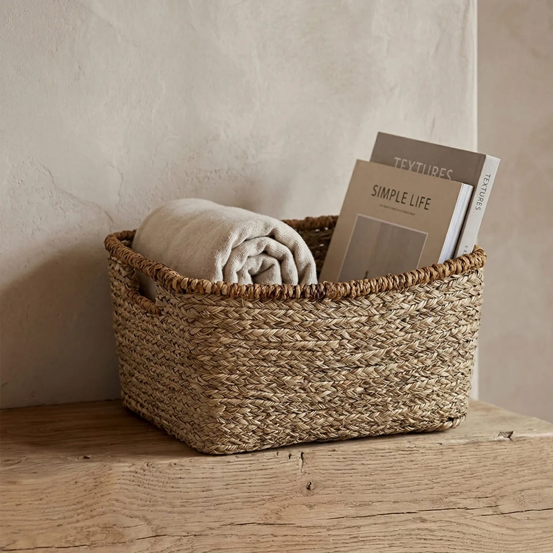CANASTO DECORATIVO MAISON LINETT RECTANGULAR BORDE MEDITERRÁNEO 31 CM - 1