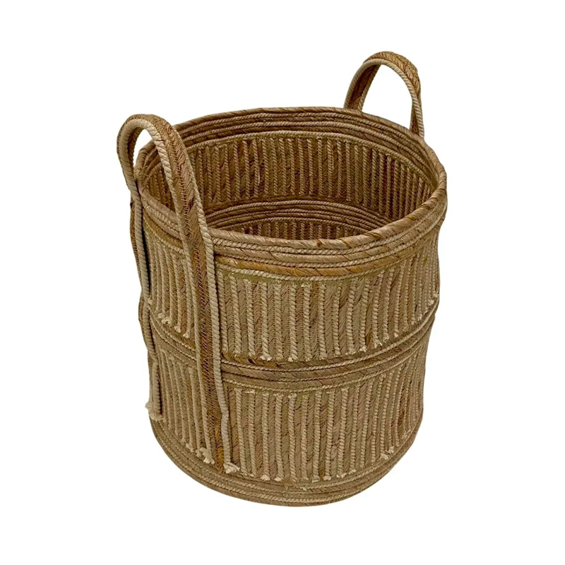 CANASTO DECORATIVO MAISON LINETT LÍNEAS BLANCAS MEDITERRÁNEO 50 CM - 2