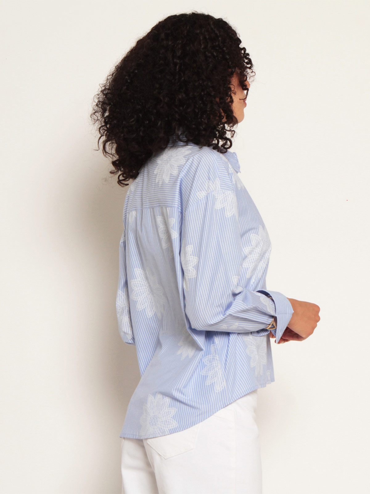 BLUSA MUJER WADOS ALGODÓN MANGA LARGA BORDADO ABOTONADA - 4