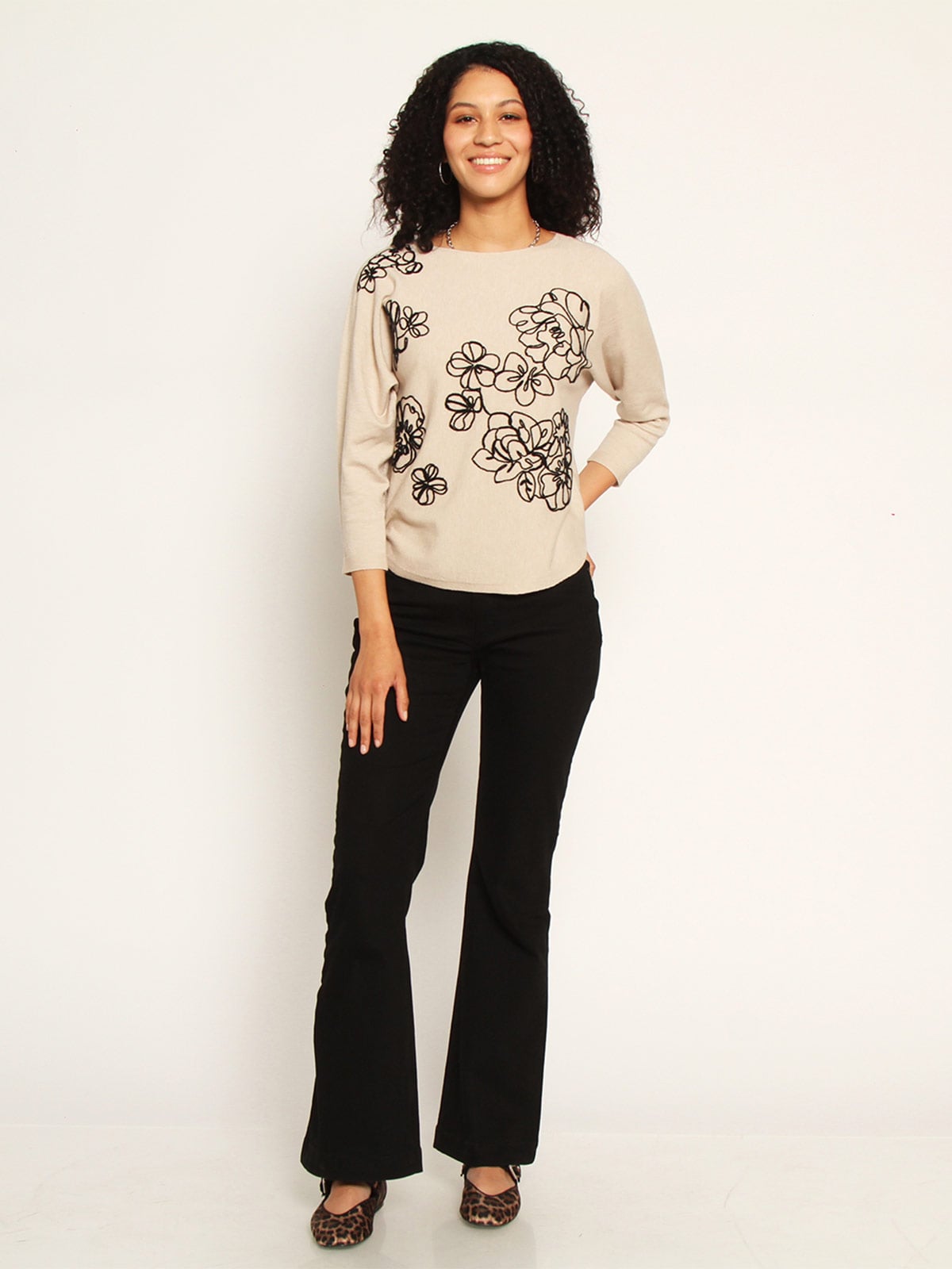 SWEATER MUJER WADOS ESCOTE REDONDO MANGA 3/4 BORDADO  - 1