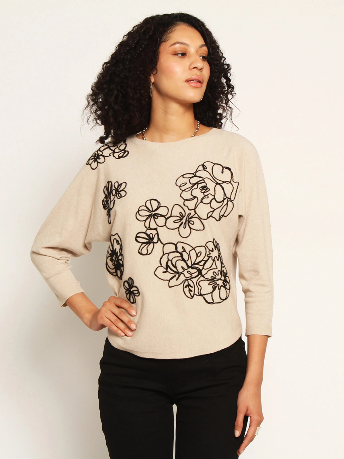 SWEATER MUJER WADOS ESCOTE REDONDO MANGA 3/4 BORDADO  - 2