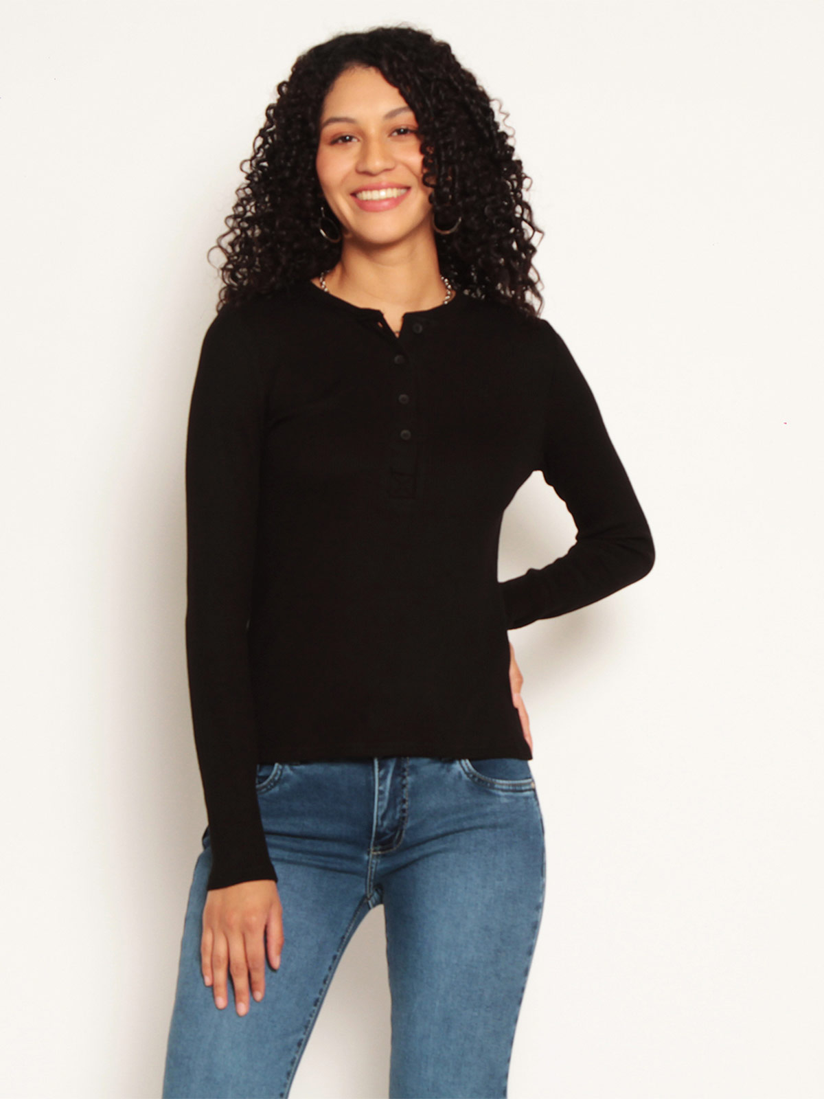 POLERA MUJER WADOS MANGA LARGA ABOTONADA - 2