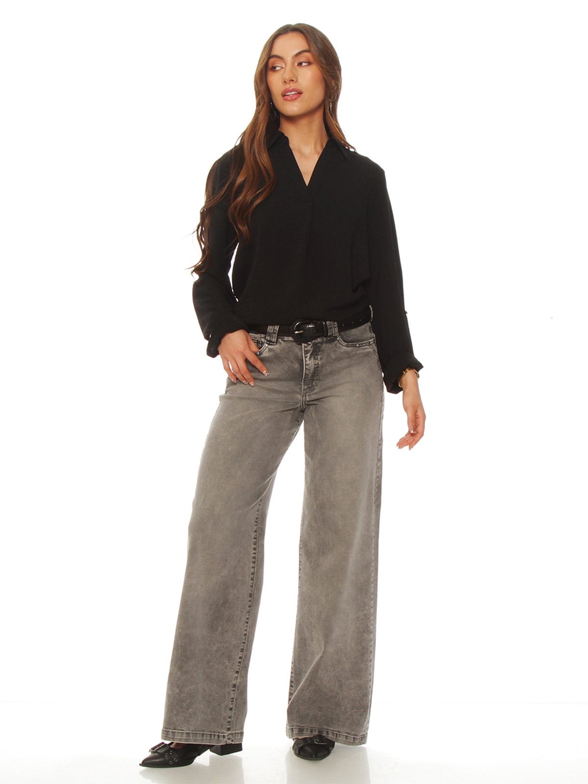 BLUSA MUJER WADOS ESCOTE EN V MANGA LARGA - 1