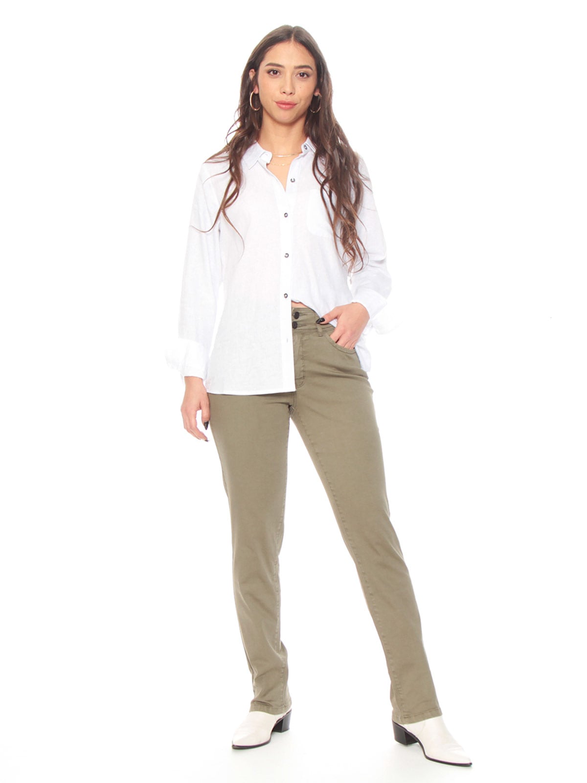 PANTALÓN MUJER WADOS ALGODÓN RECTO TIRO ALTO - 1