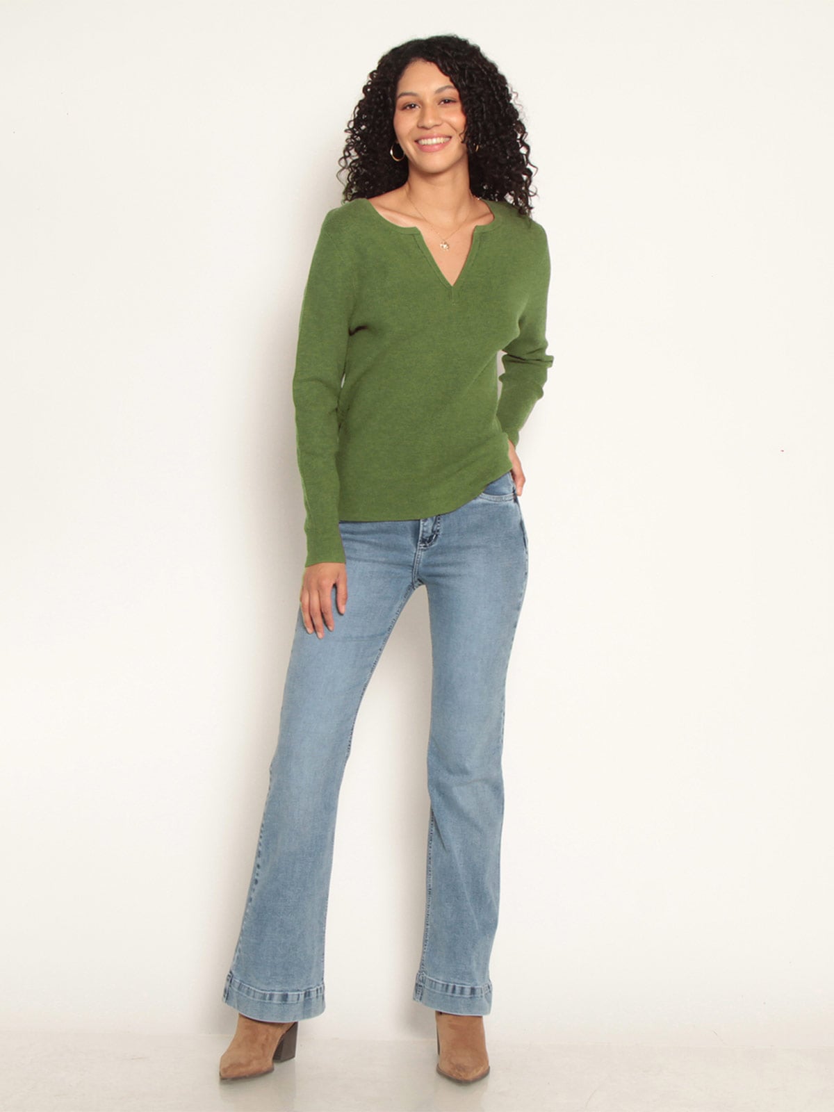 SWEATER MUJER WADOS ESCOTE EN V MANGA LARGA - 1