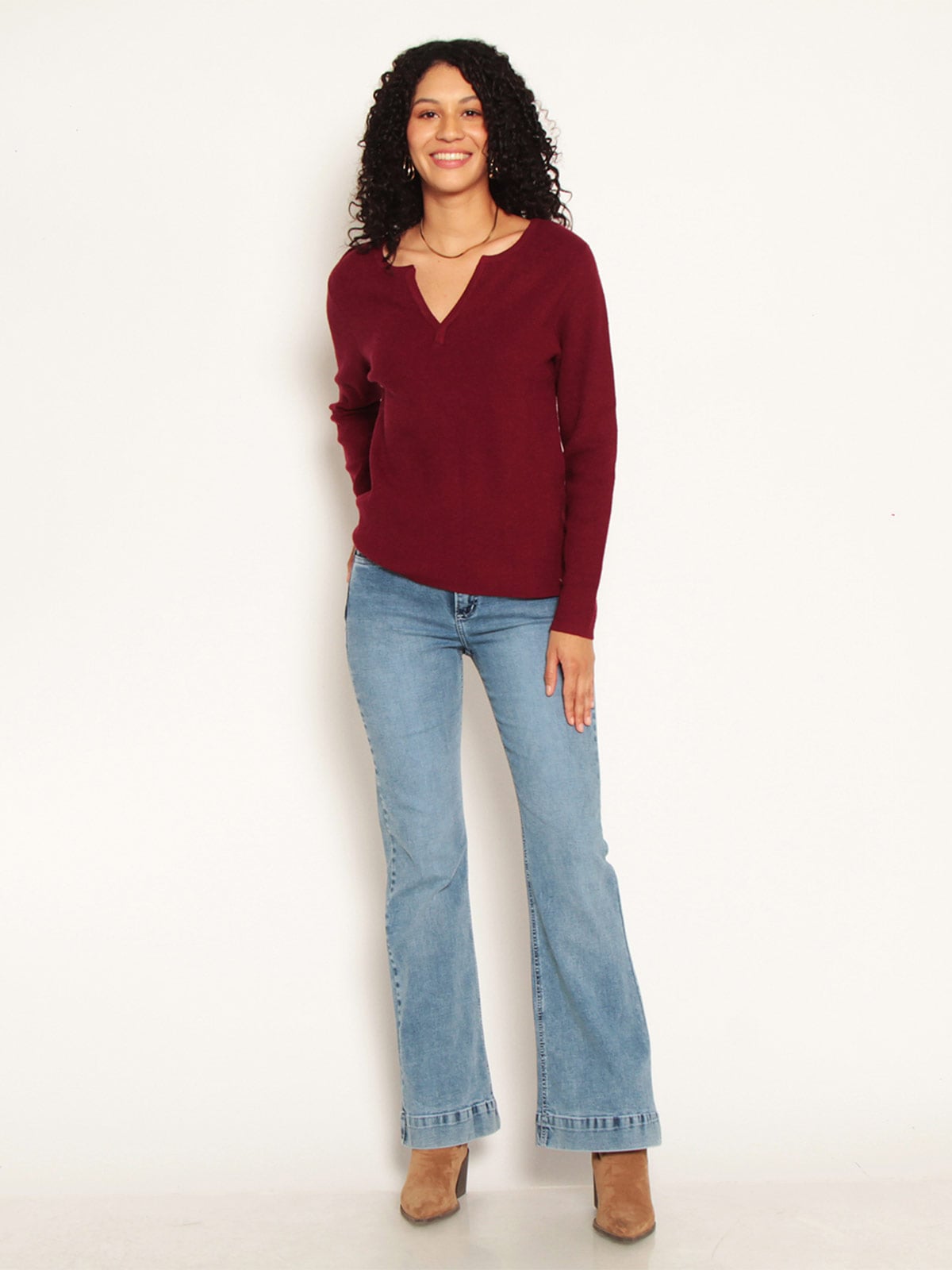 SWEATER MUJER WADOS ESCOTE EN V MANGA LARGA - 1