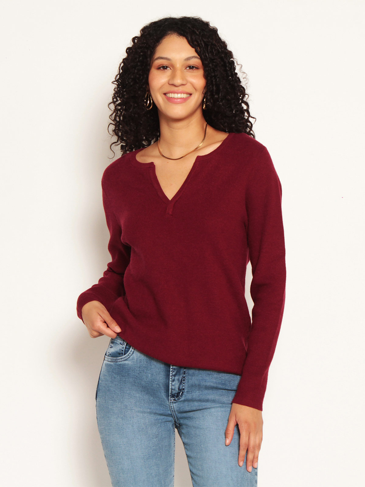 SWEATER MUJER WADOS ESCOTE EN V MANGA LARGA - 2