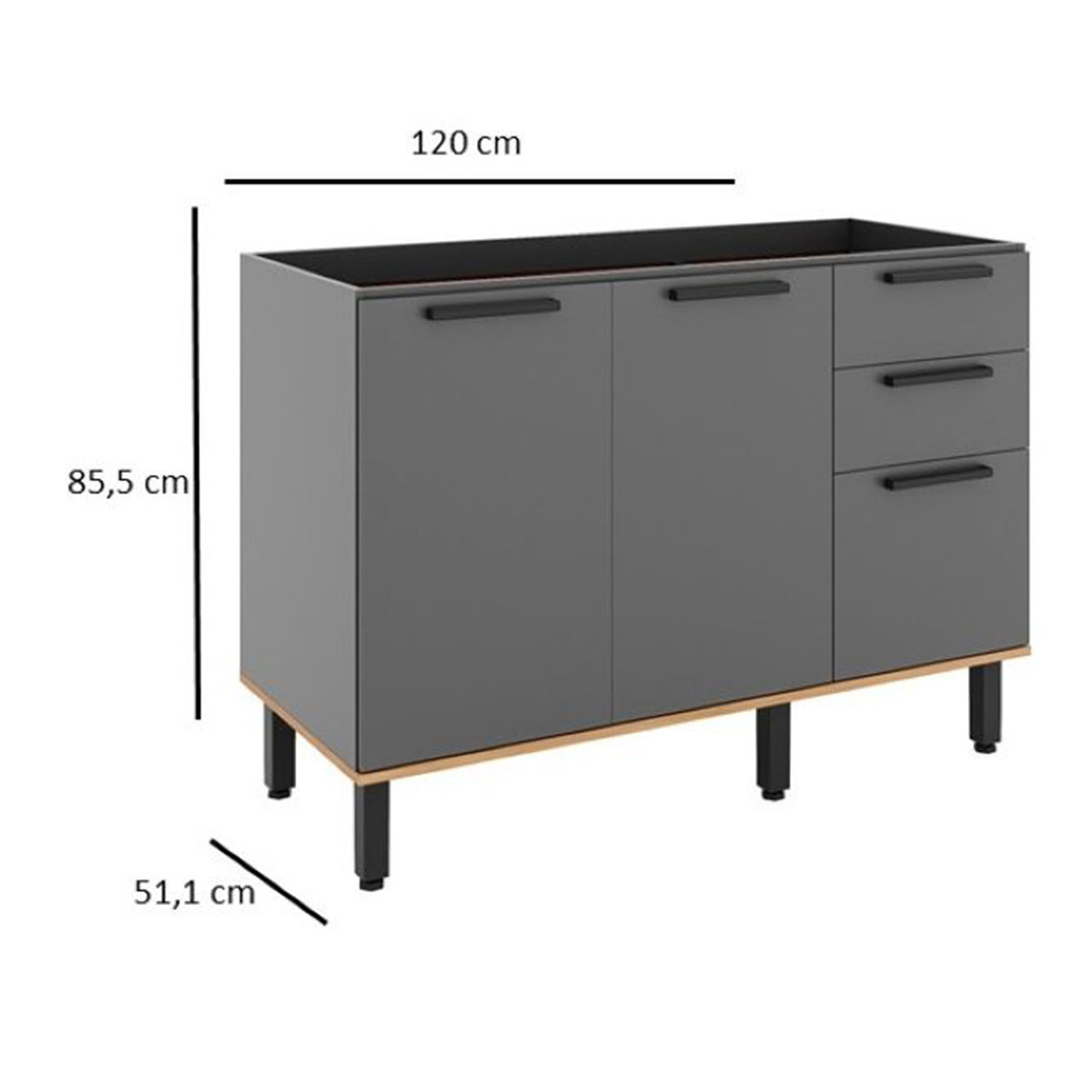 MUEBLE LAVAPLATO ROCCA CASTAÑA 3 PUERTAS 2 CAJONES - 2
