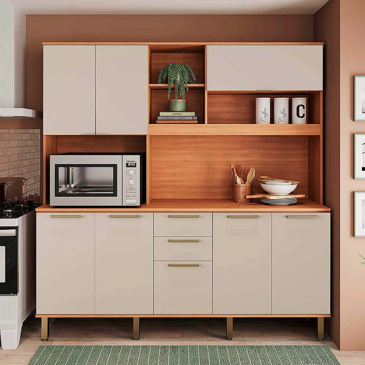 MUEBLE DE COCINA ROCCA CASTAÑA 8 PUERTAS 2 CAJONES - 3