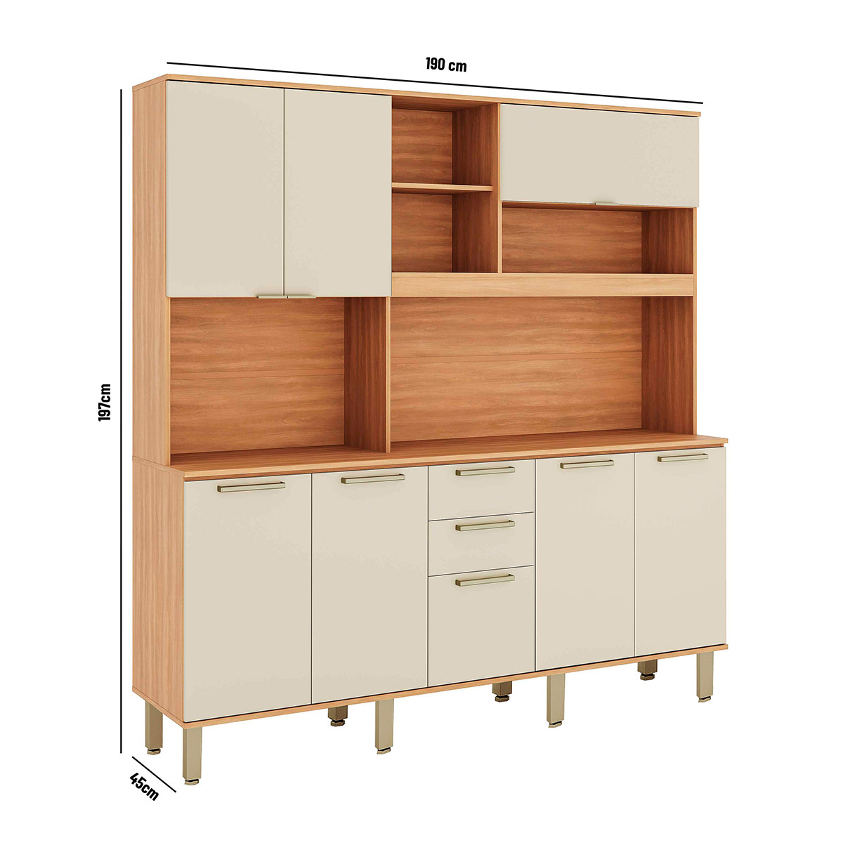MUEBLE DE COCINA ROCCA CASTAÑA 8 PUERTAS 2 CAJONES - 5