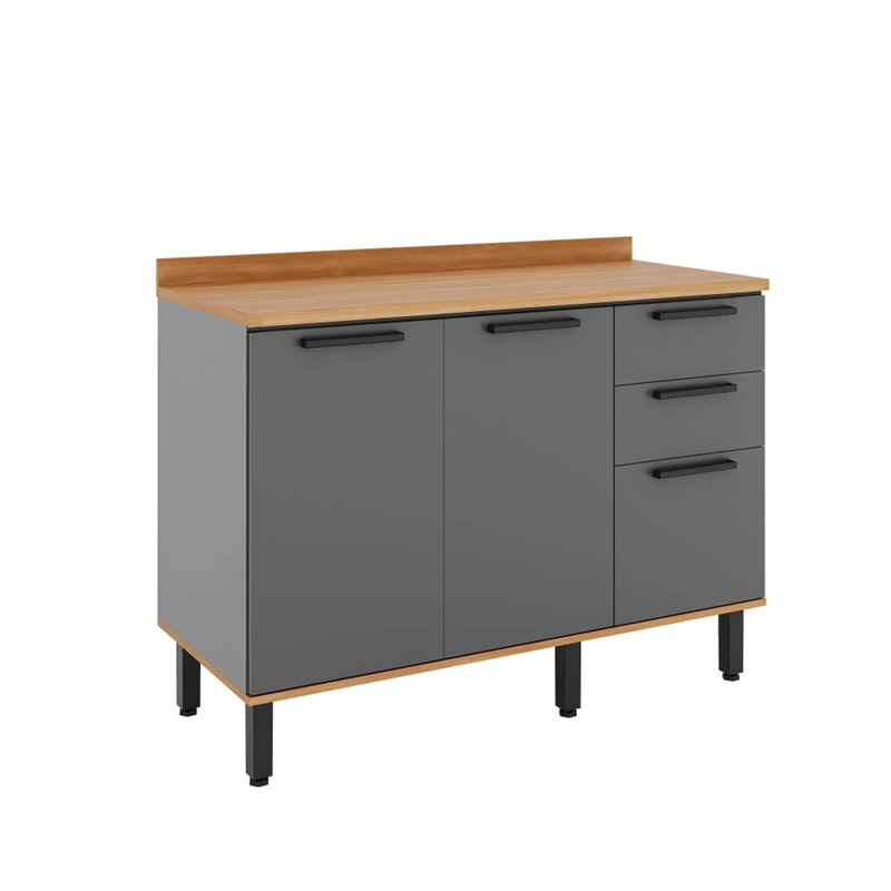 MUEBLE DE COCINA ROCCA CASTAÑA 3 PUERTAS 2 CAJONES GRIS - 1
