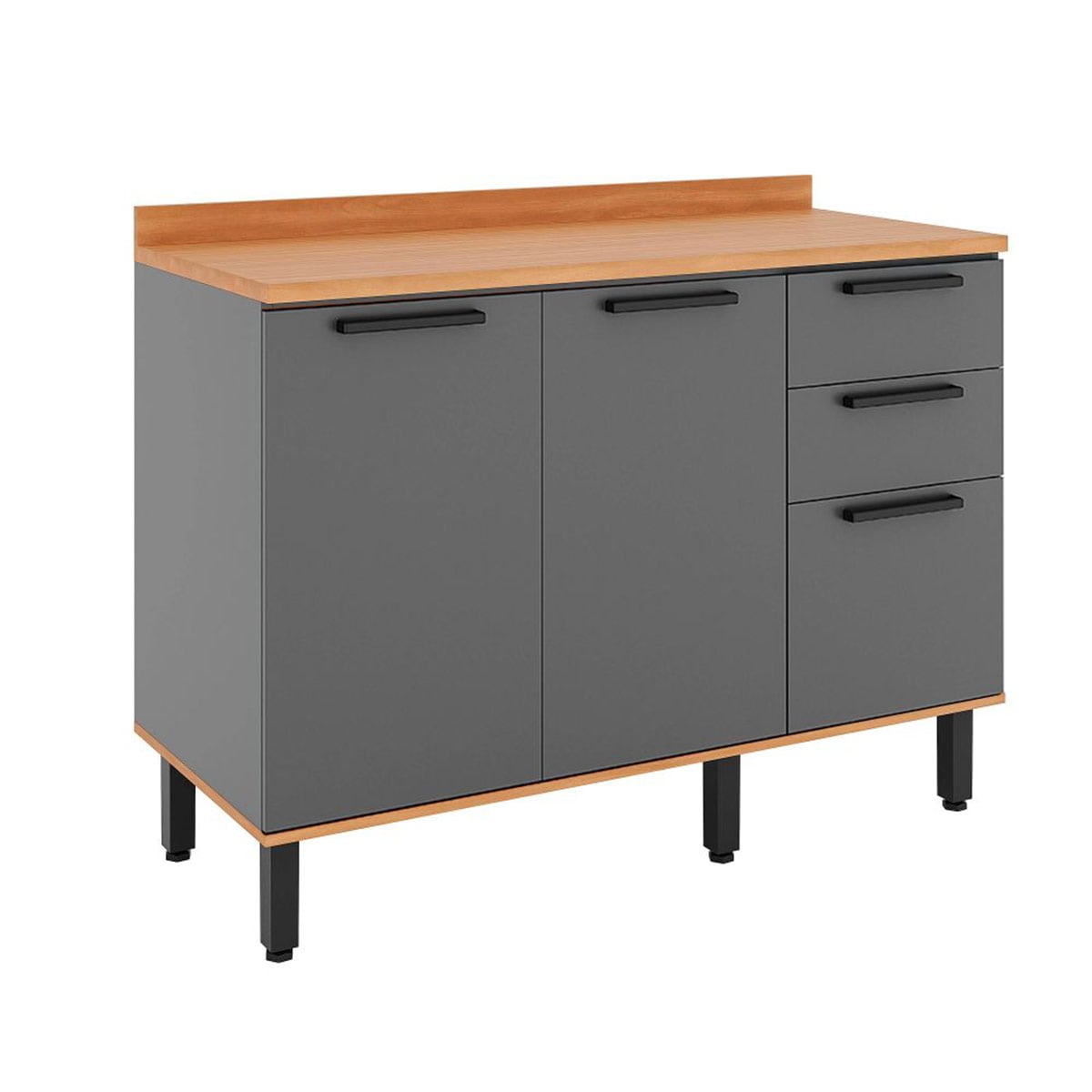 MUEBLE DE COCINA ROCCA CASTAÑA 3 PUERTAS 2 CAJONES GRIS - 3