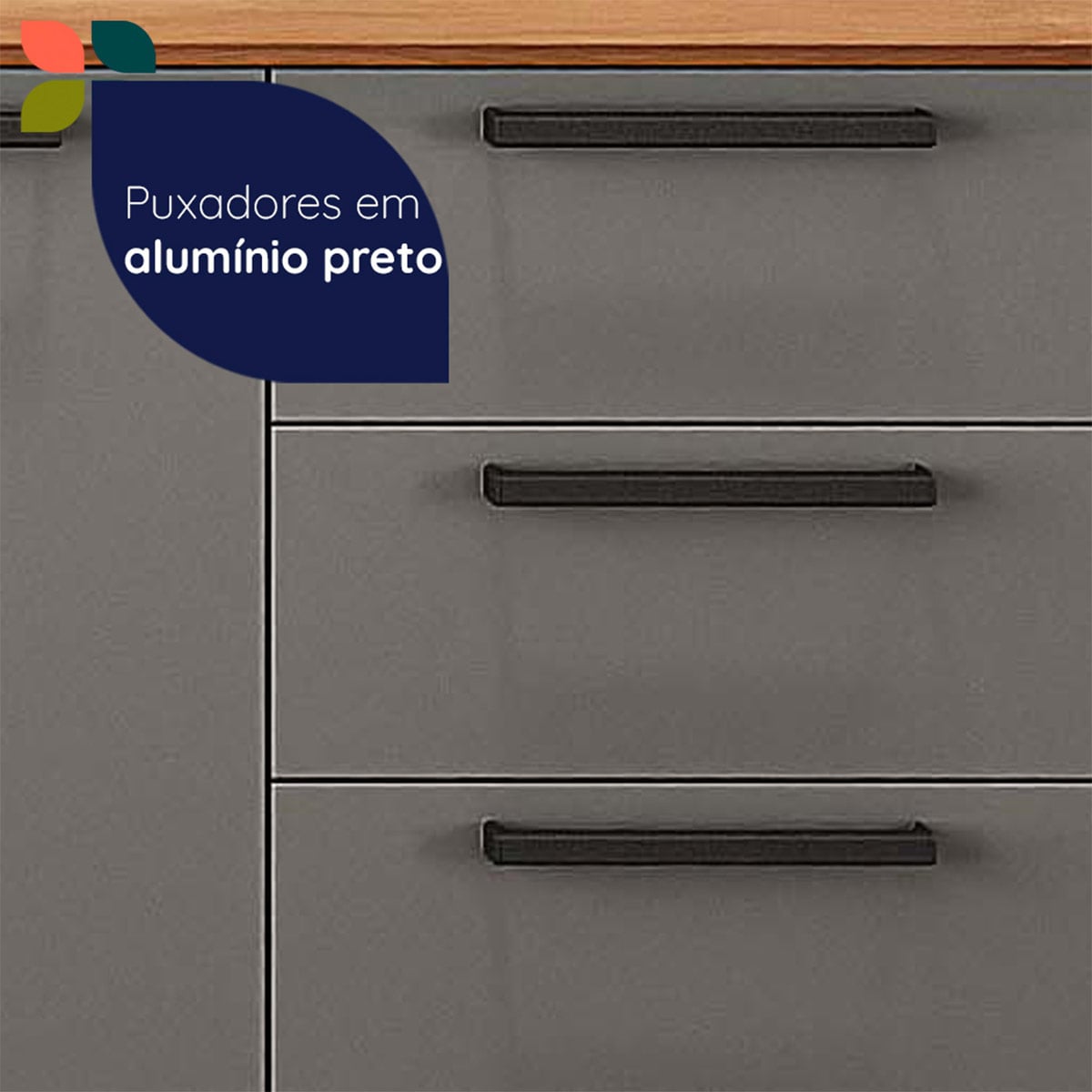 MUEBLE DE COCINA ROCCA CASTAÑA 3 PUERTAS 2 CAJONES GRIS - 6