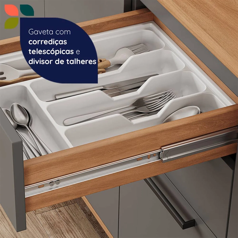 MUEBLE DE COCINA ROCCA CASTAÑA 3 PUERTAS 2 CAJONES GRIS - 8