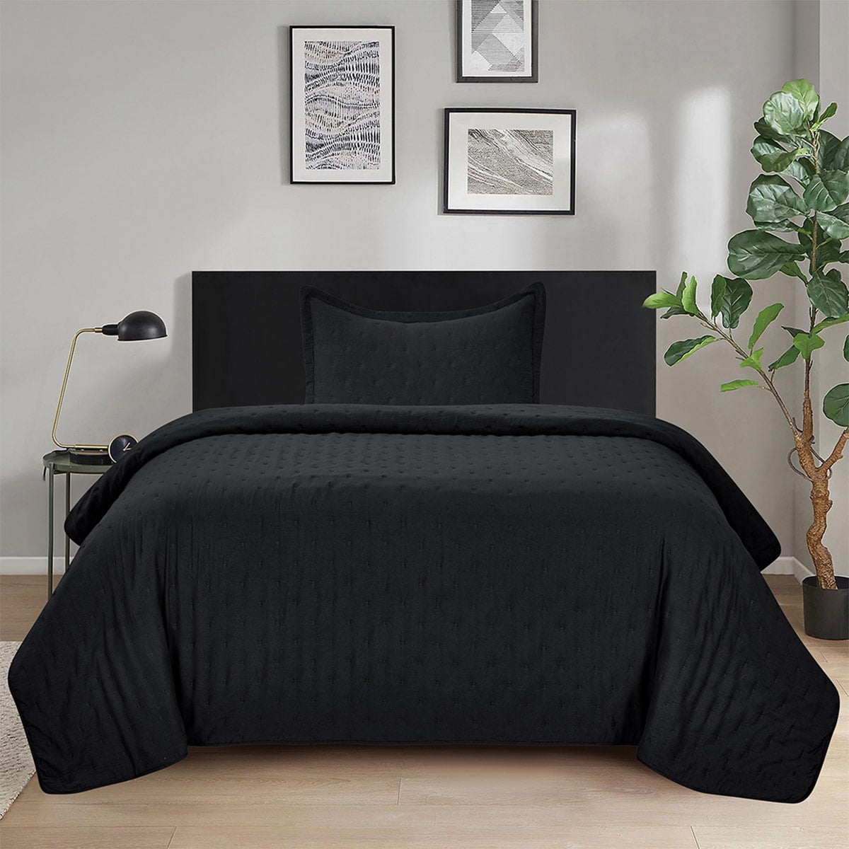 QUILT ILLUSIONS ROMA 1.5 PLAZAS NEGRO - 1