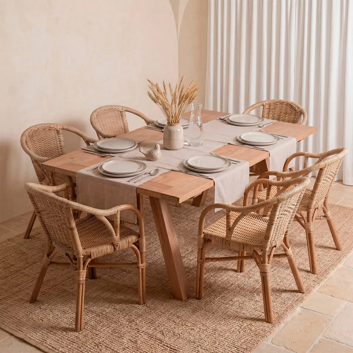 JUEGO DE COMEDOR MAISON LINETT CAMILLE 8 SILLAS CAFÉ - 1