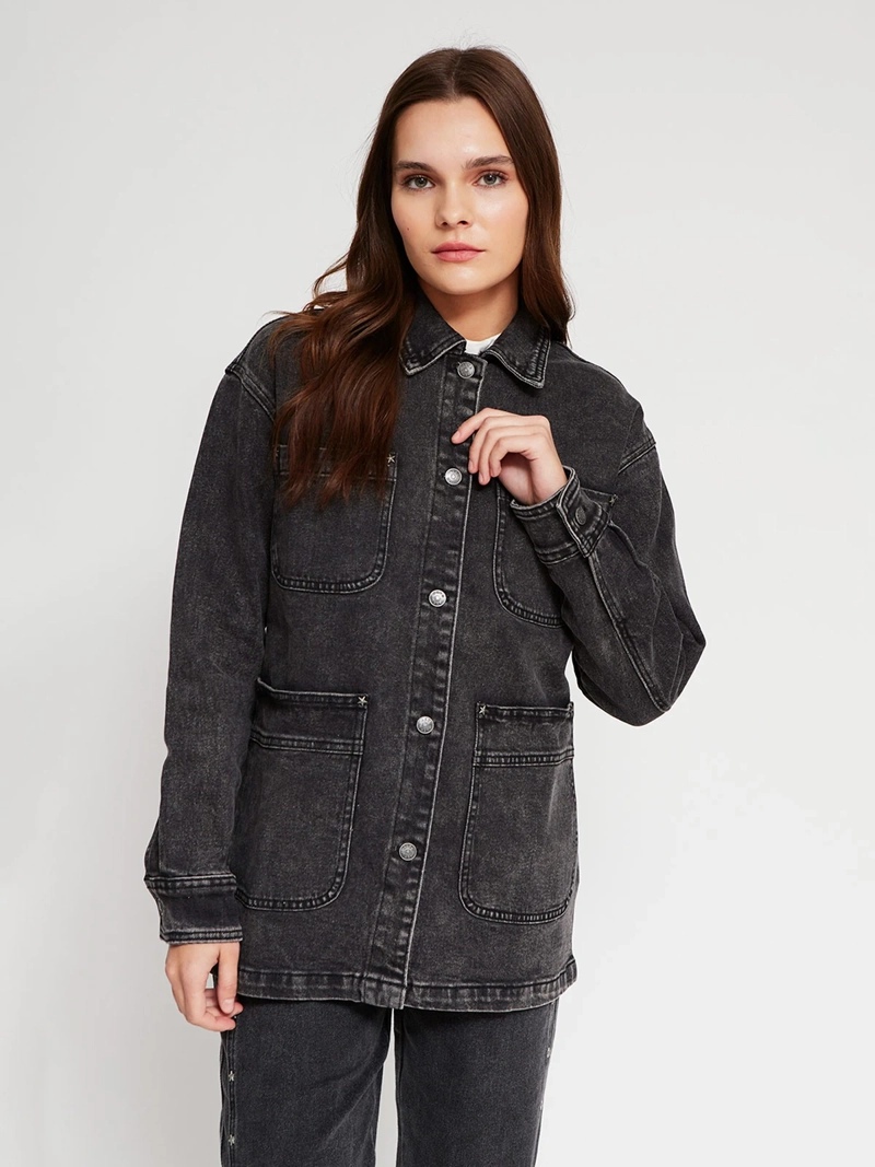 CHAQUETA MUJER AEROPOSTALE ALGODÓN CAMISERA TACHAS - 2