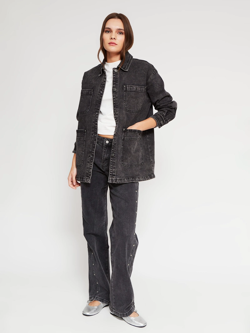 CHAQUETA MUJER AEROPOSTALE ALGODÓN CAMISERA TACHAS - 5