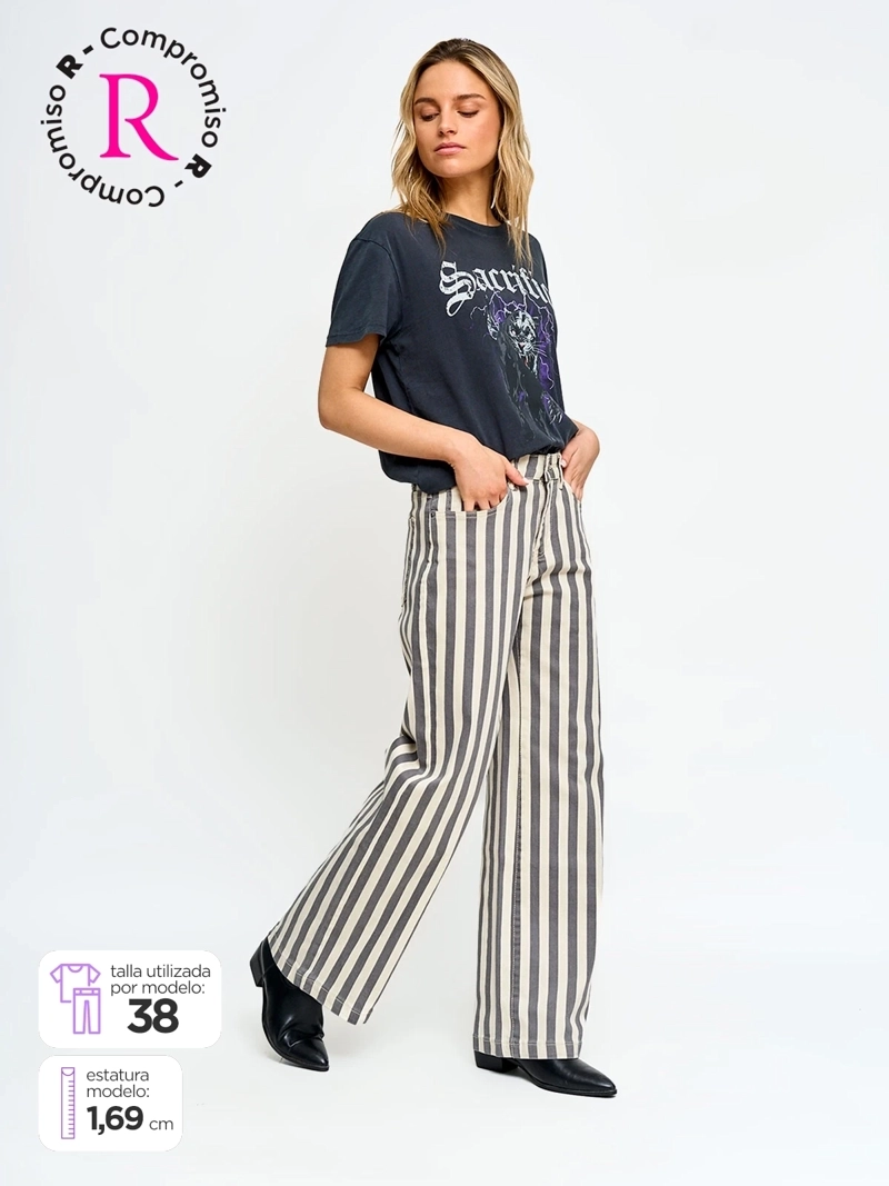 JEANS MUJER BARBADOS ALGODÓN RAYADO - 1