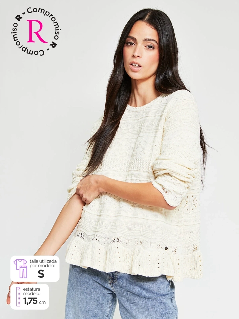 SWEATER MUJER PEPE JEANS ALGODÓN CALADO - 1