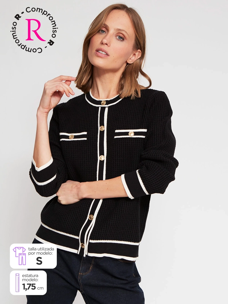 CARDIGAN MUJER CACHAREL TEXTURA Y BOTONES - 1