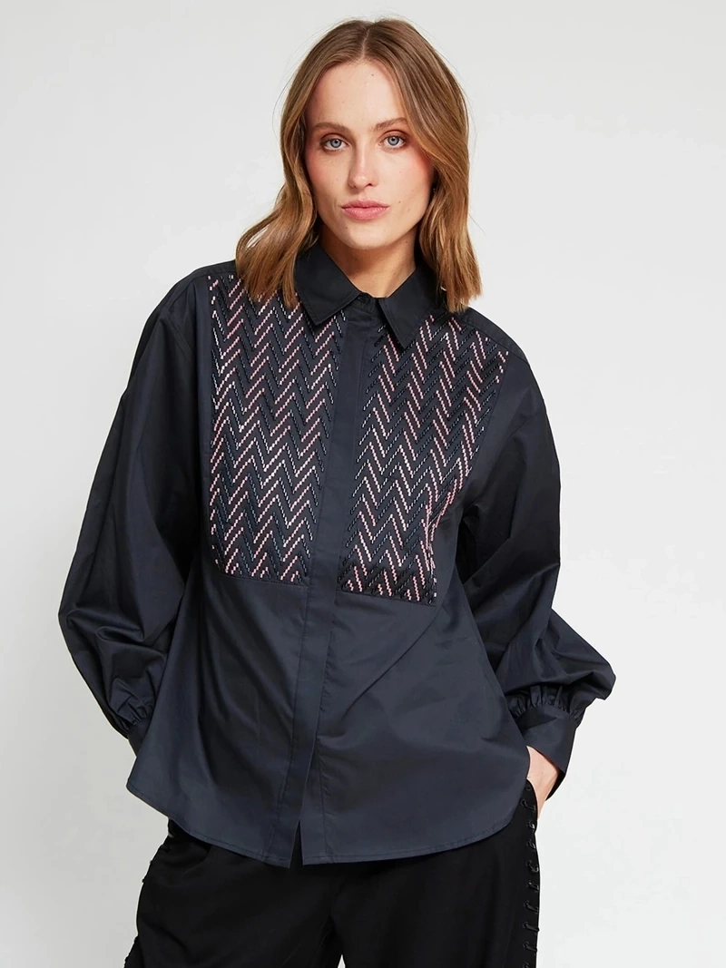 BLUSA MUJER MARIA CHER X MARQUIS ALGODÓN CAMISERA MOSTACILLAS - 3