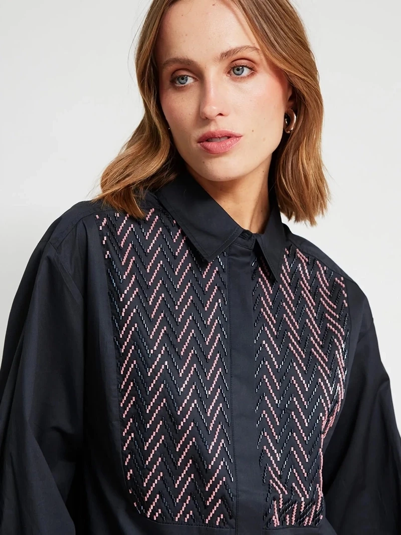 BLUSA MUJER MARIA CHER X MARQUIS ALGODÓN CAMISERA MOSTACILLAS - 5