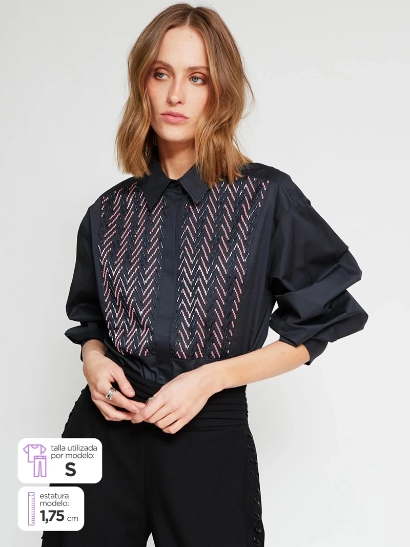 BLUSA MUJER MARIA CHER X MARQUIS ALGODÓN CAMISERA MOSTACILLAS - 2