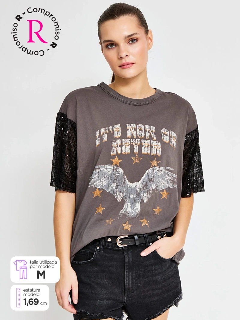 POLERA MUJER BARBADOS ALGODÓN LENTEJUELAS