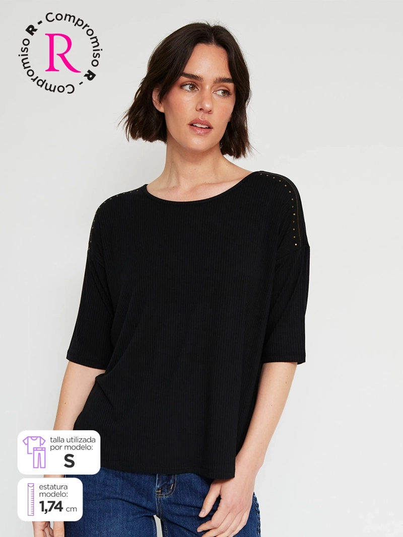 POLERA MUJER TATIENNE MANGA 3/4 TACHAS
