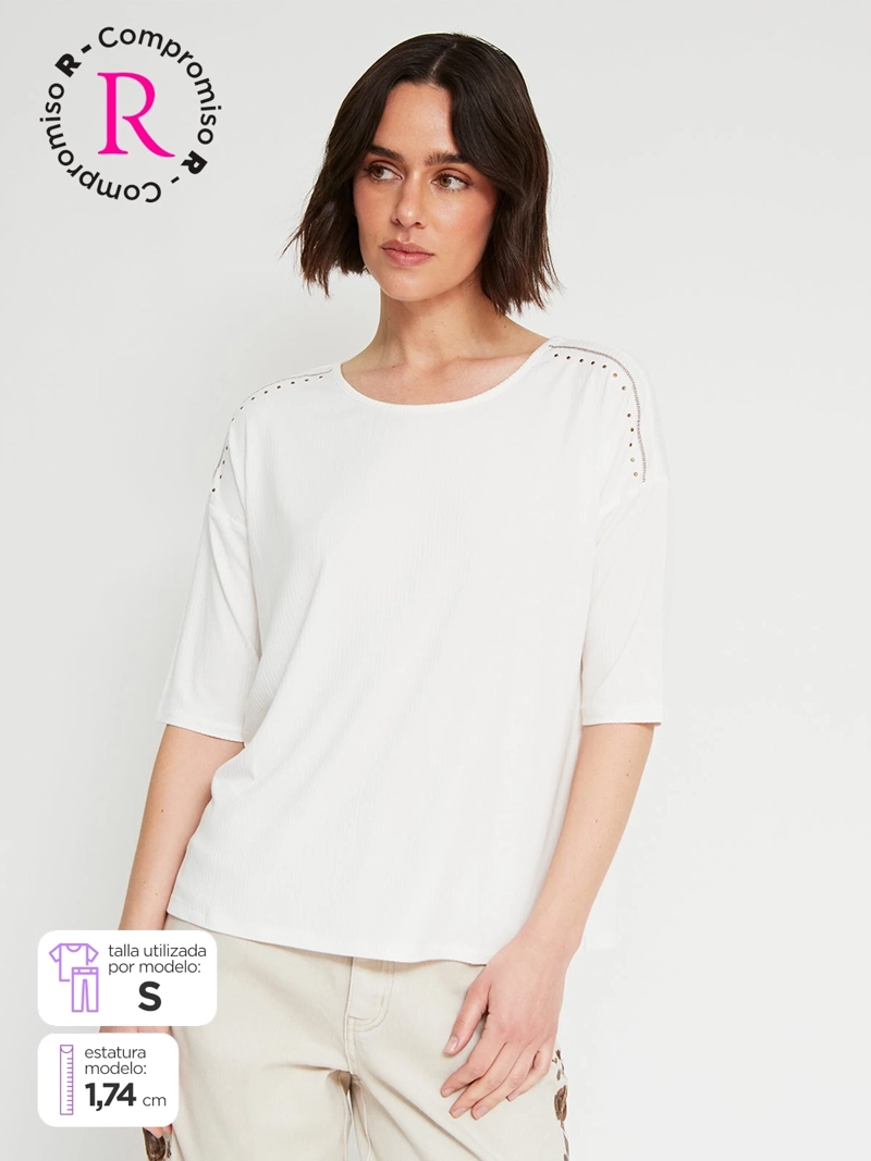 POLERA MUJER TATIENNE MANGA 3/4 TACHAS - 1