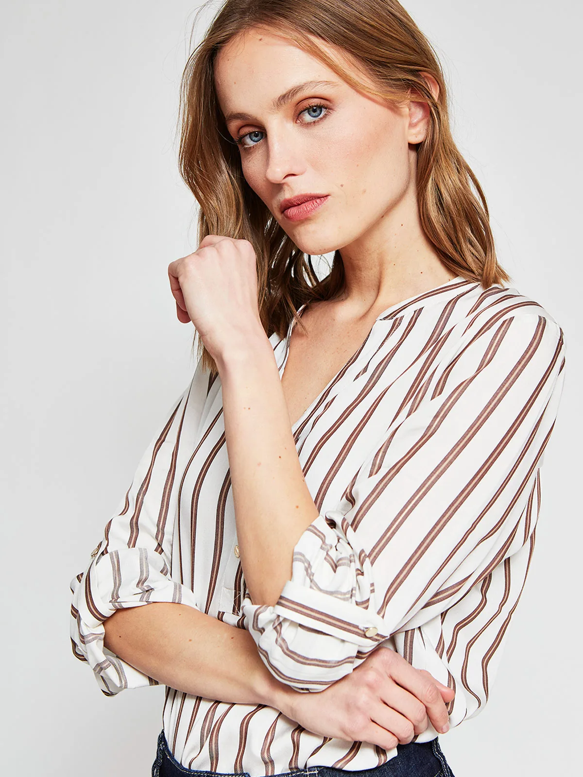 BLUSA MUJER CACHAREL CUELLO MAO MANGA LARGA ESTAMPADA - 4