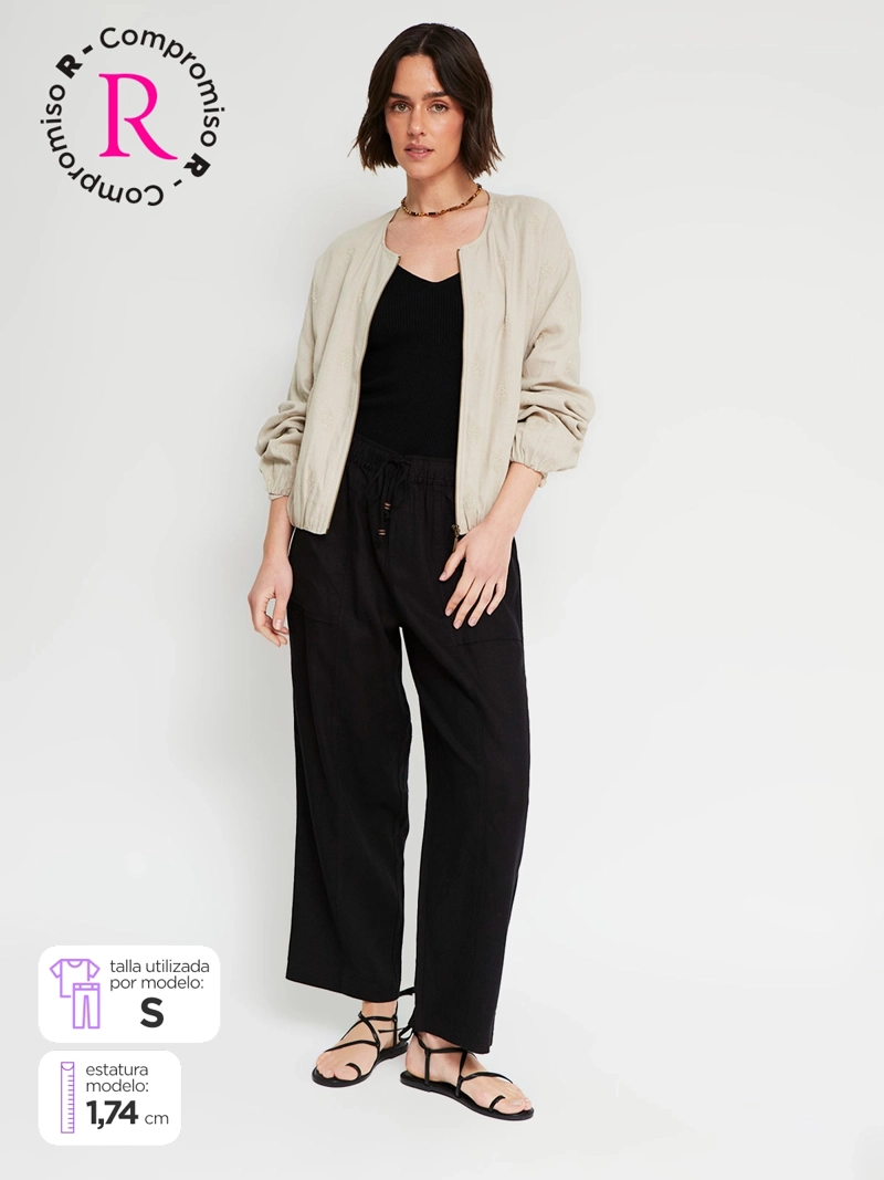 CHAQUETA MUJER TATIENNE LINO BOMBER - 1