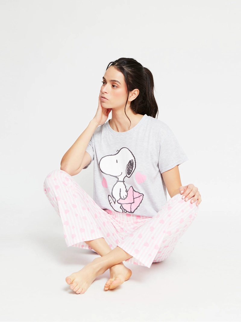 PIJAMA MUJER SNOOPY RECTO GRIS CLARO - 4