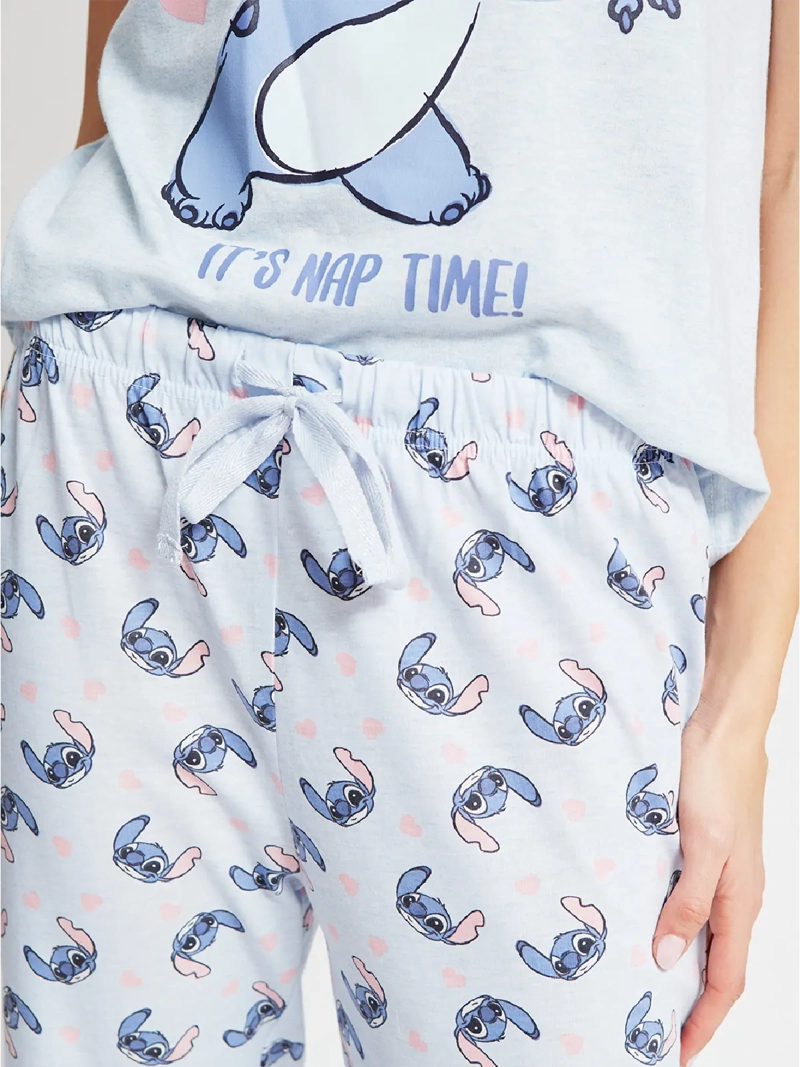 PIJAMA MUJER STITCH JOGGER CELESTE - 3
