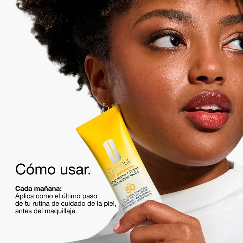PROTECTOR SOLAR CLINIQUE UV SOLUTIONS BRIGHTENING+TINTED SUNSCREEN SPF50 40ML - 6