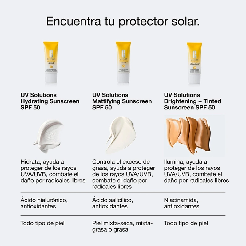 PROTECTOR SOLAR CLINIQUE UV SOLUTIONS BRIGHTENING+TINTED SUNSCREEN SPF50 40ML - 10