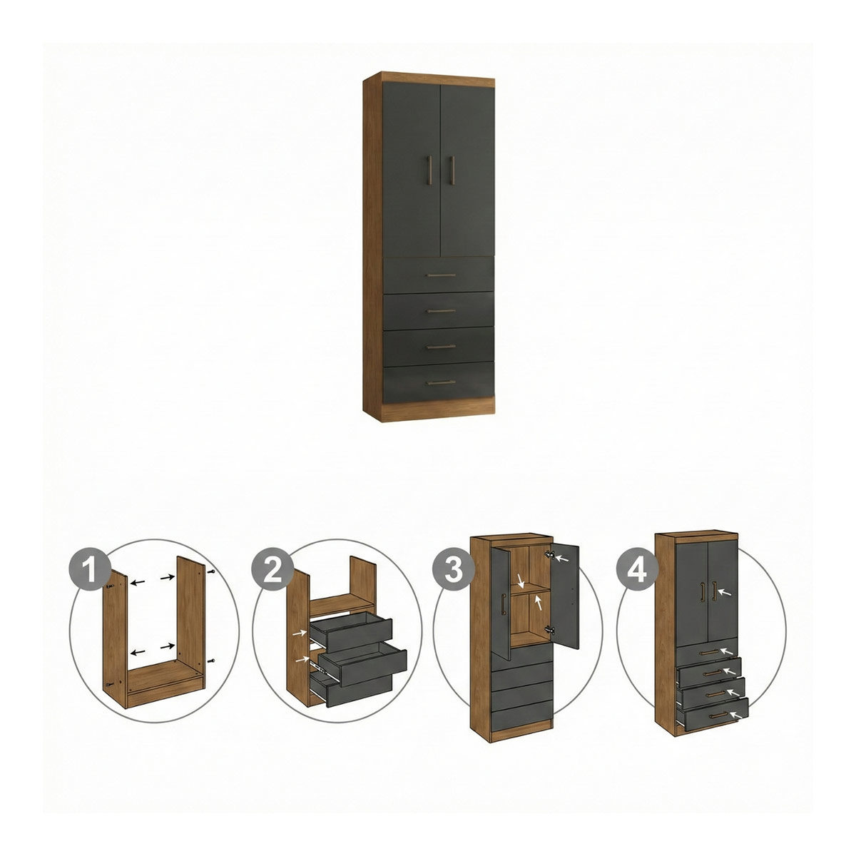 CLOSET EXIT 2 PUERTAS 4 CAJONES CAFÉ/NEGRO - 7