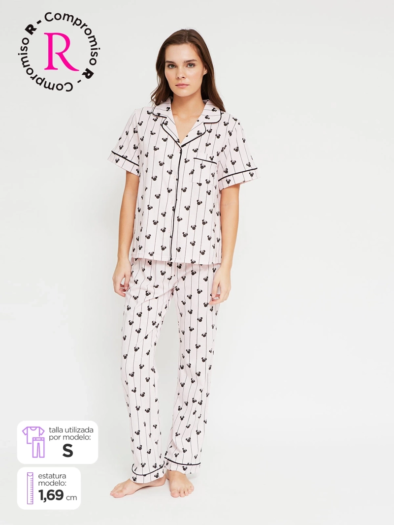 PIJAMA MUJER MICKEY & MINNIE CAMISERO MANGA CORTA - 1