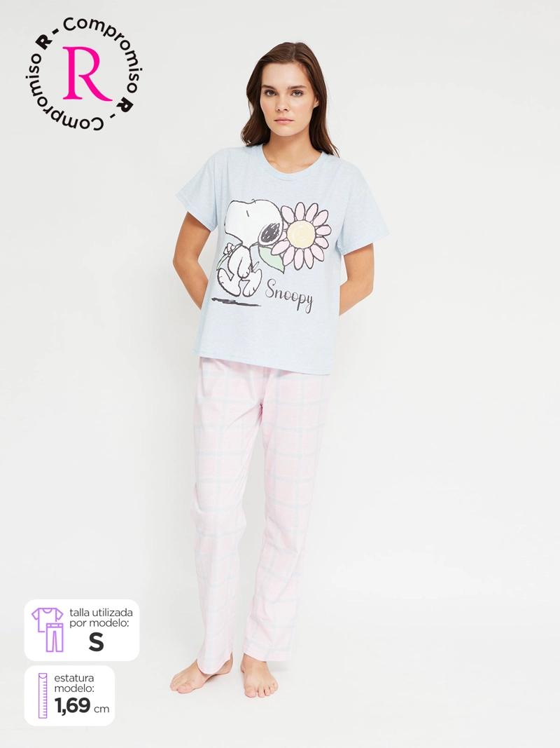 PIJAMA MUJER SNOOPY MANGA CORTA RECTO - 1