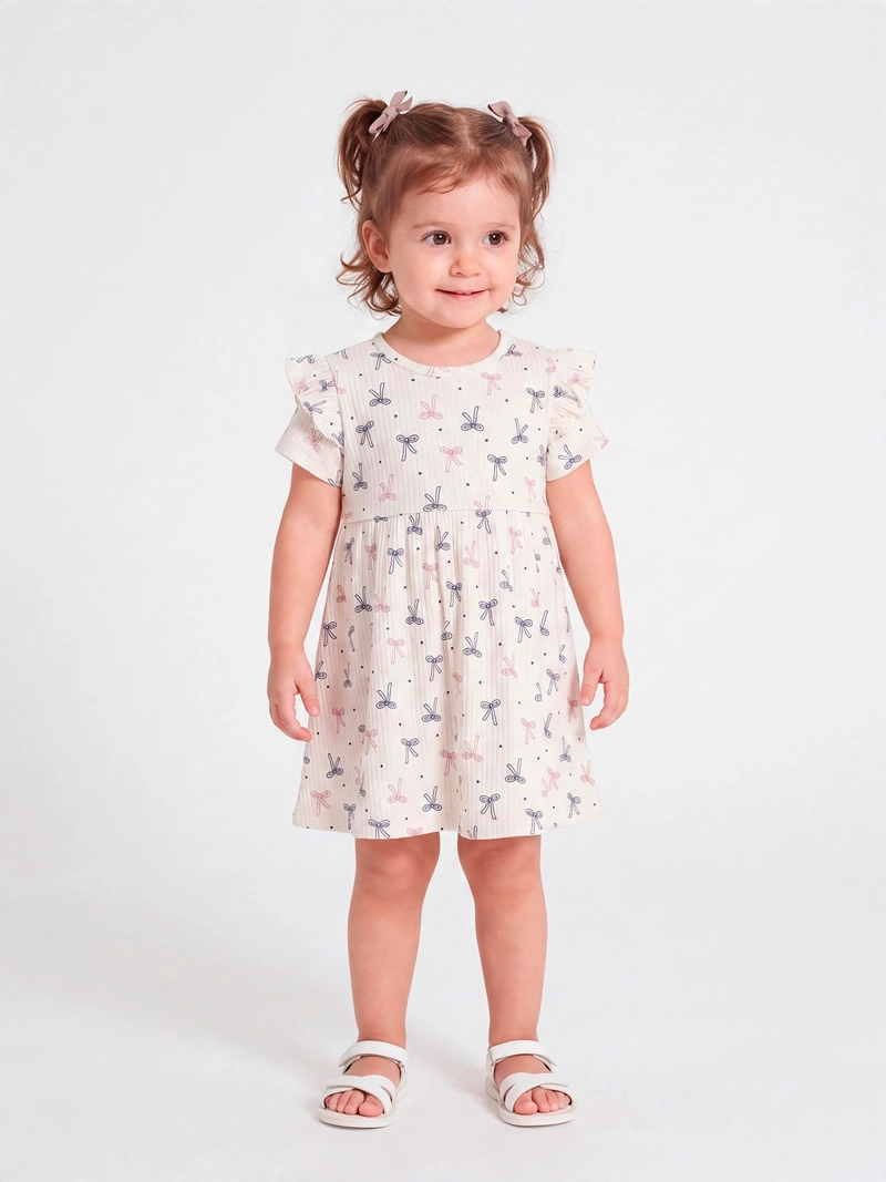 VESTIDO NIÑA BABY HARVEST ALGODÓN MANGA CORTA RIB - 1