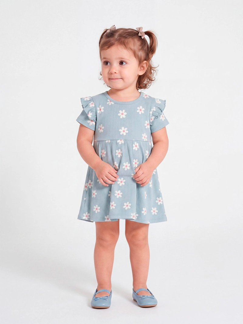 VESTIDO NIÑA BABY HARVEST ALGODÓN MANGA CORTA RIB - 1