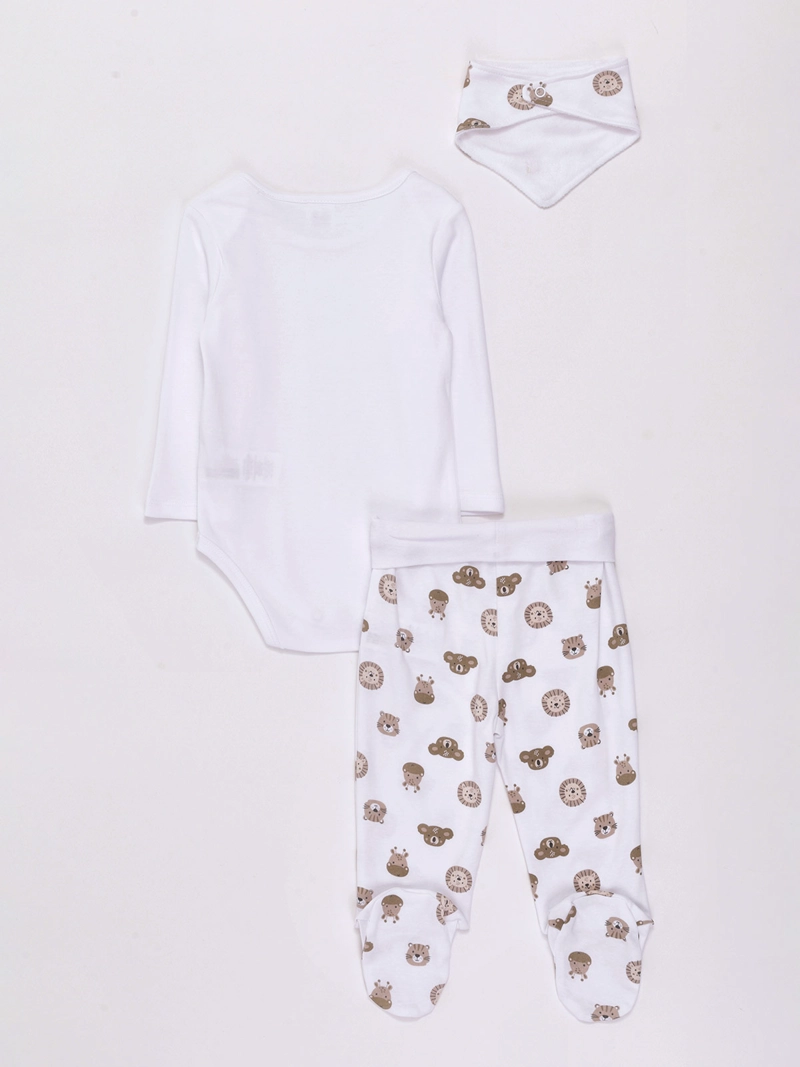 CONJUNTO BEBÉ NIÑO BABY HARVEST 3 PIEZAS GORRITO BODY Y PATITAS ALGODÓN - 2