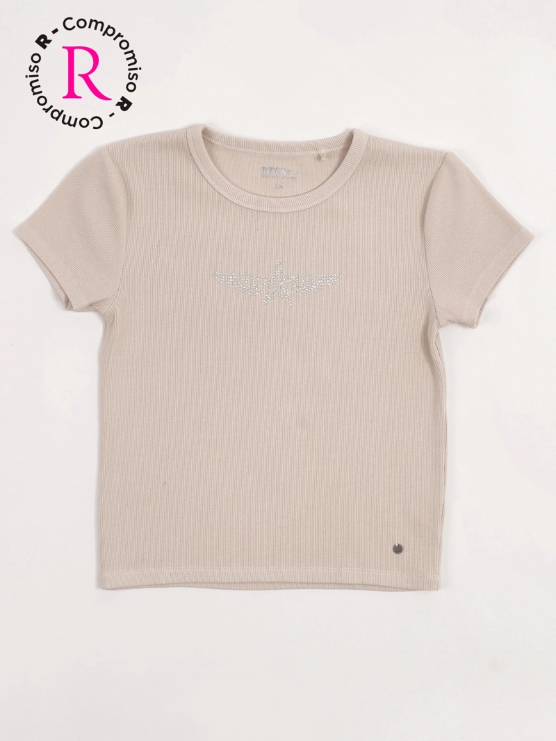 POLERA NIÑA INDEX TEEN ALGODÓN MANGA CORTA STRASS - 3