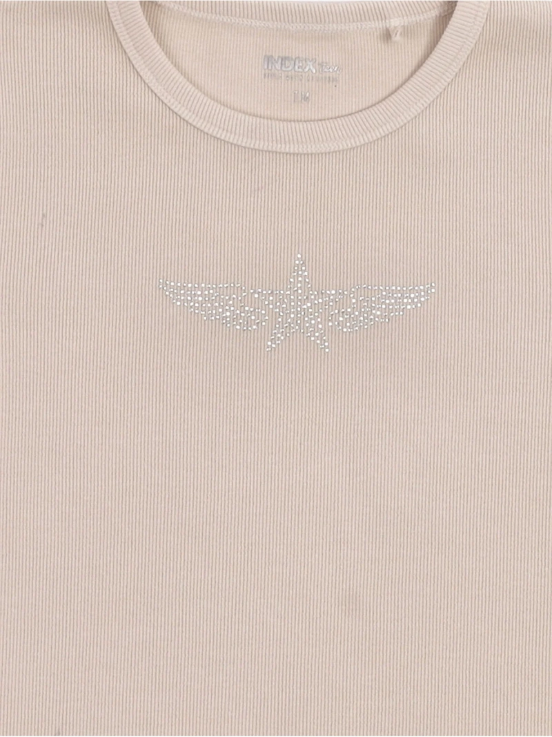 POLERA NIÑA INDEX TEEN ALGODÓN MANGA CORTA STRASS - 5